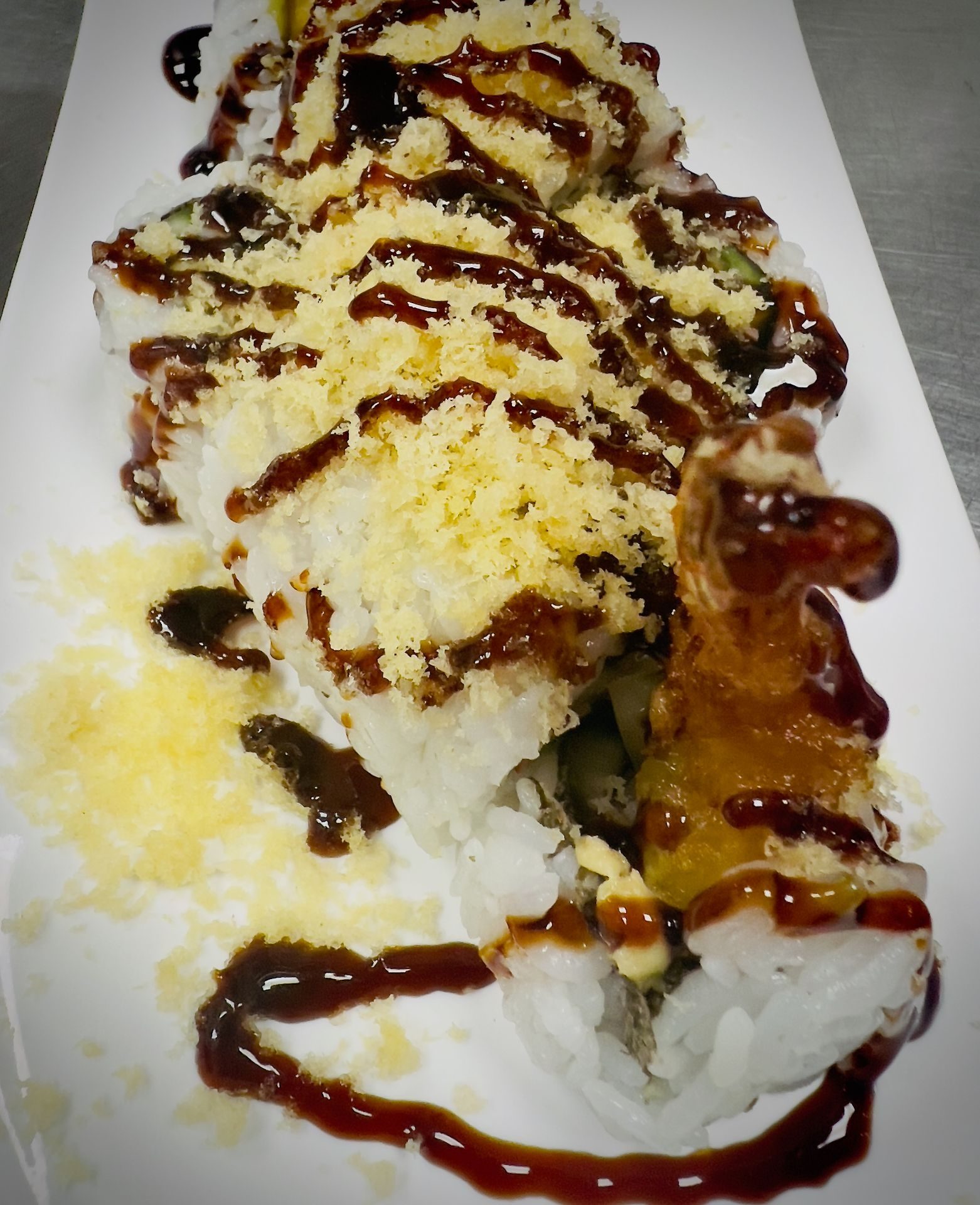 (Off) Shrimp tempura roll.