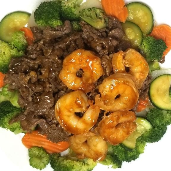 V5. Beef & Shrimp Teriyaki Bowl.